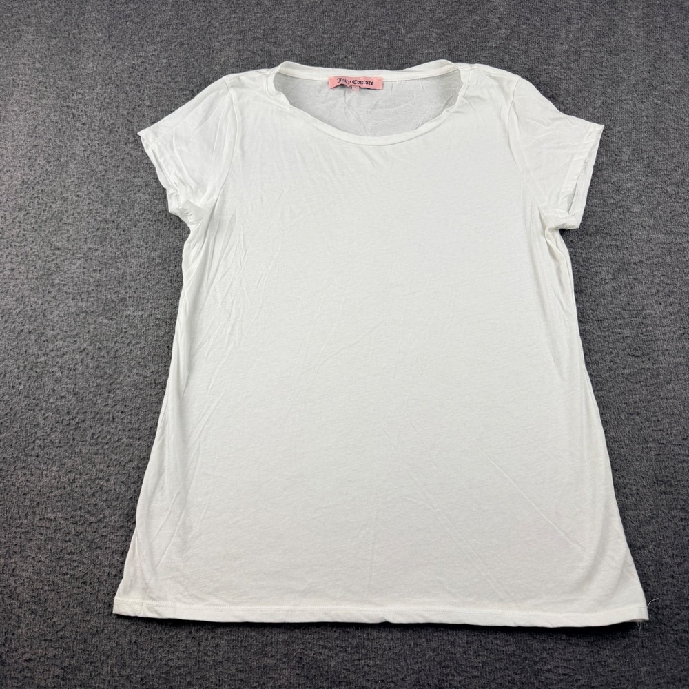 Juicy Couture Women's L Large White Short Sleeve Crew Neck Tee Shirt